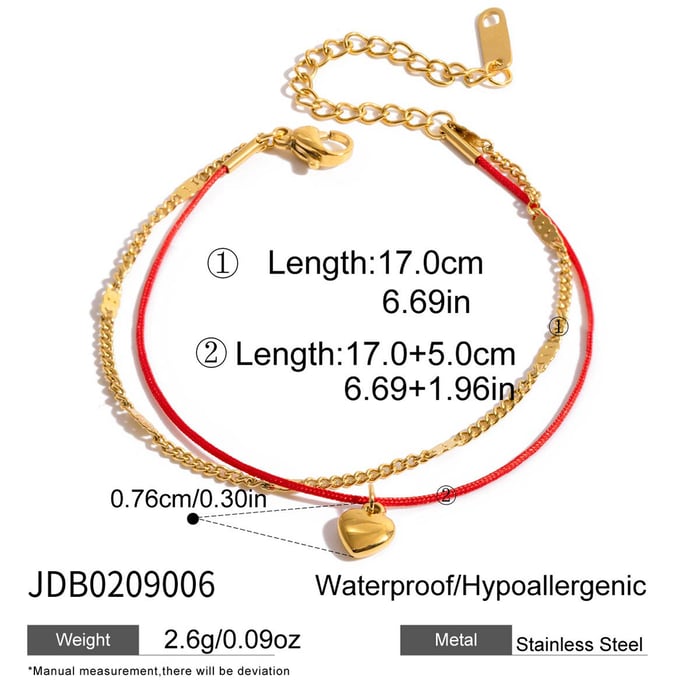 1 stuk romantische hartvormige roestvrijstalen goudkleurige damesbedelarmbanden h5Afbeelding2