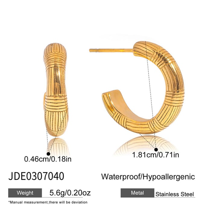 1 Pair Daily Circle Stainless Steel Gold Color Women's Hoop Earrings h5Picture2