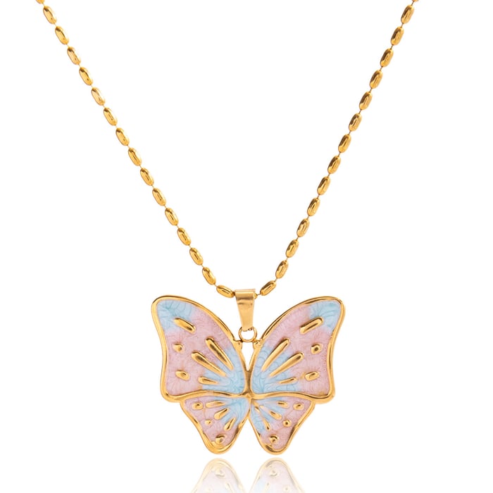 1 Piece Designable Butterfly Stainless Steel Gold Color Women's Pendant Necklaces