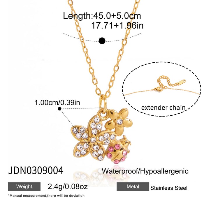 Collier avec pendentif en forme de fleur exquise en acier inoxydable pour femme, 1 pièce Image2
