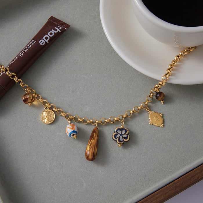 1 Piece Designable Droplet Stainless Steel Gold Color Acrylic Women's Pendant Necklaces h5Picture6
