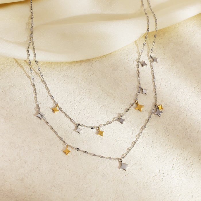 1 Piece  Star  Mixed Gold Color And Silver Colors  Women's Chain Necklaces h5Picture4