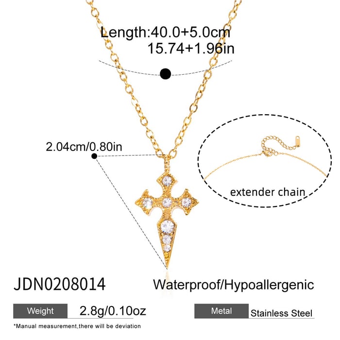 Parures de bijoux classiques pour femmes en acier inoxydable couleur or avec croix Image2