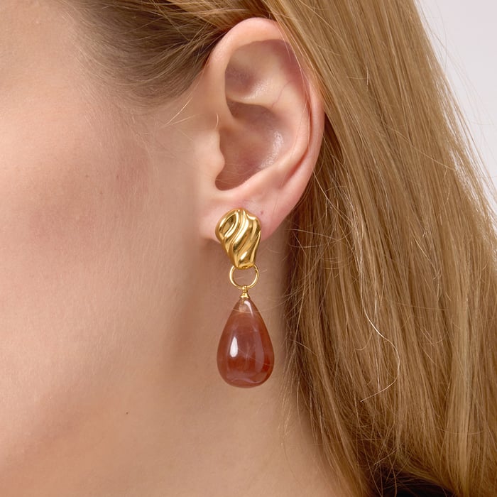 1 Pair Vintage Droplet Stainless Steel Gold Color Acrylic Women's Drop Earrings h5Picture7