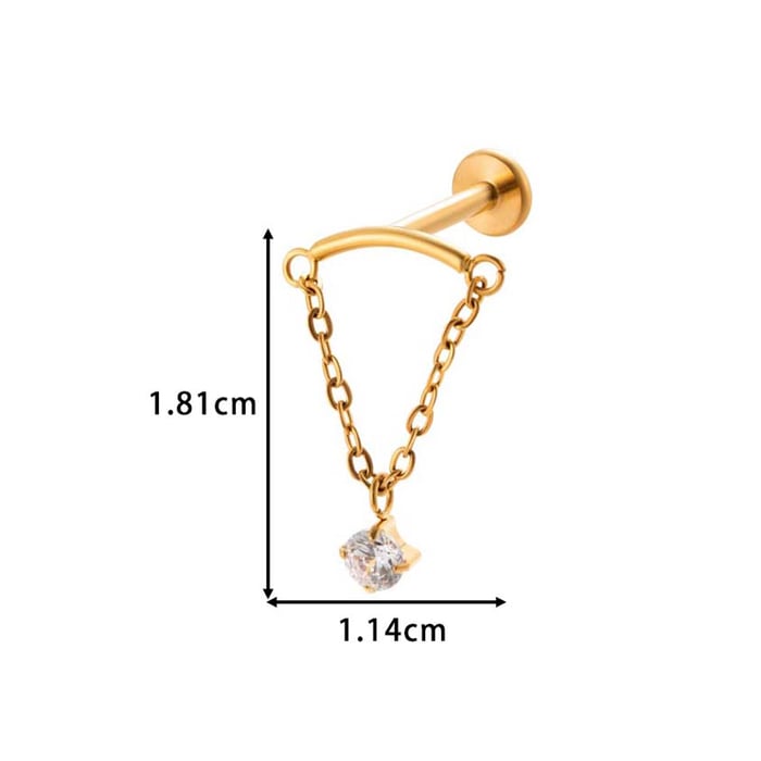 1 Piece Flower Titanium Alloy Gold Color Zircon Women's Piercing Earrings h5Picture2