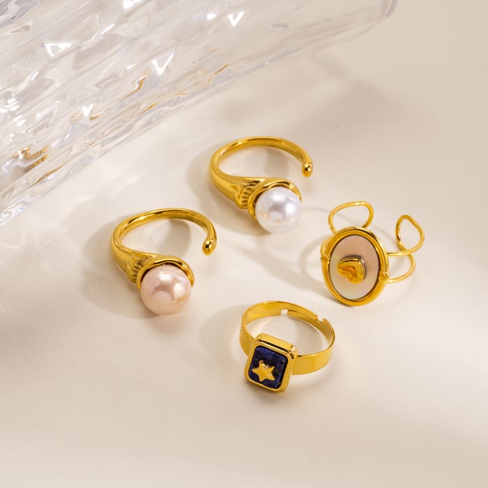1 Piece Elegant Heart Star Stainless Steel Women's Statement Rings h5Picture4