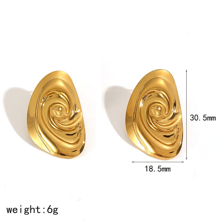 1 Pair Vortex Pattern Stainless Steel Gold Color Stud Earrings