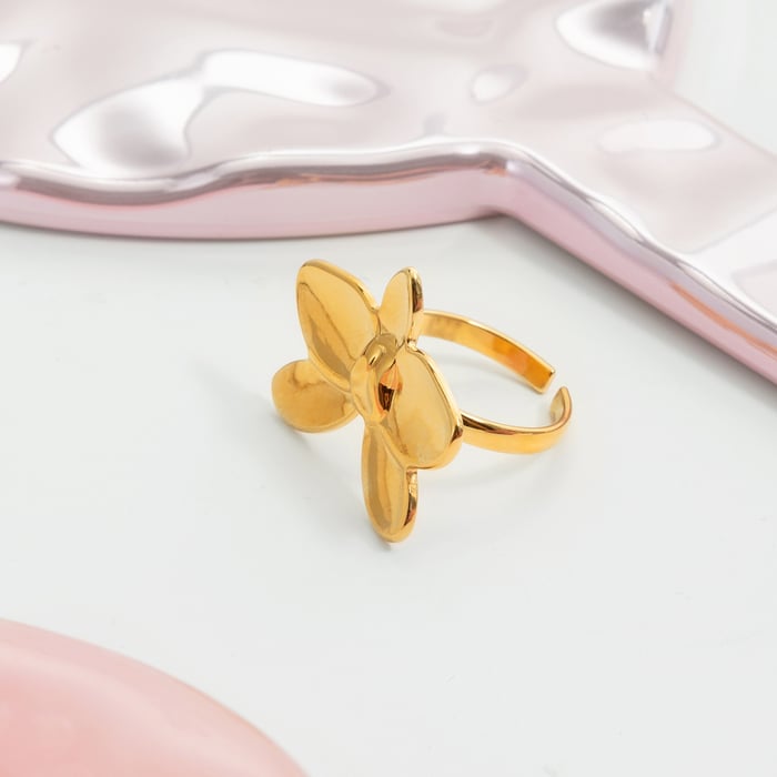 1 stuk romantische Phalaenopsis roestvrij staal goudkleurige dames statement ringen h5Afbeelding6