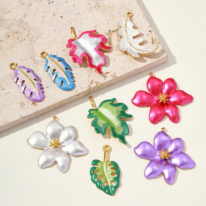 1 Piece Natural Plant Stainless Steel Women's Pendants h5Picture3