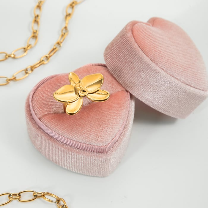 1 stuk romantische Phalaenopsis roestvrij staal goudkleurige dames statement ringen h5Afbeelding3
