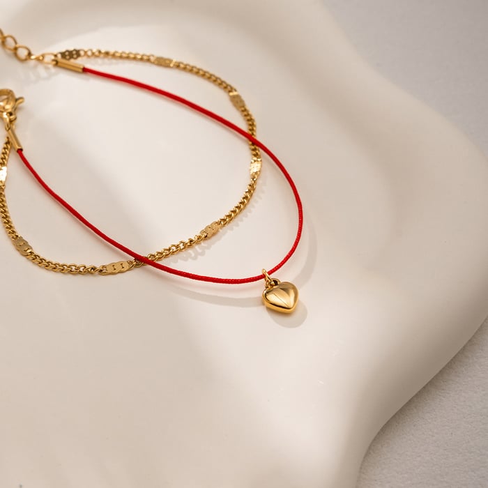 1 stuk romantische hartvormige roestvrijstalen goudkleurige damesbedelarmbanden h5Afbeelding5