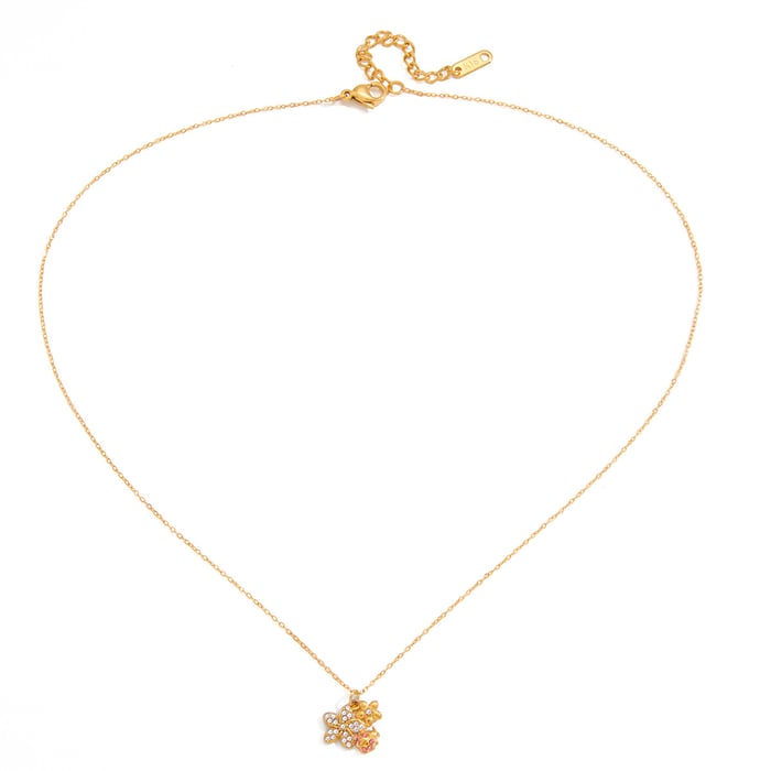 Collier avec pendentif en forme de fleur exquise en acier inoxydable pour femme, 1 pièce 