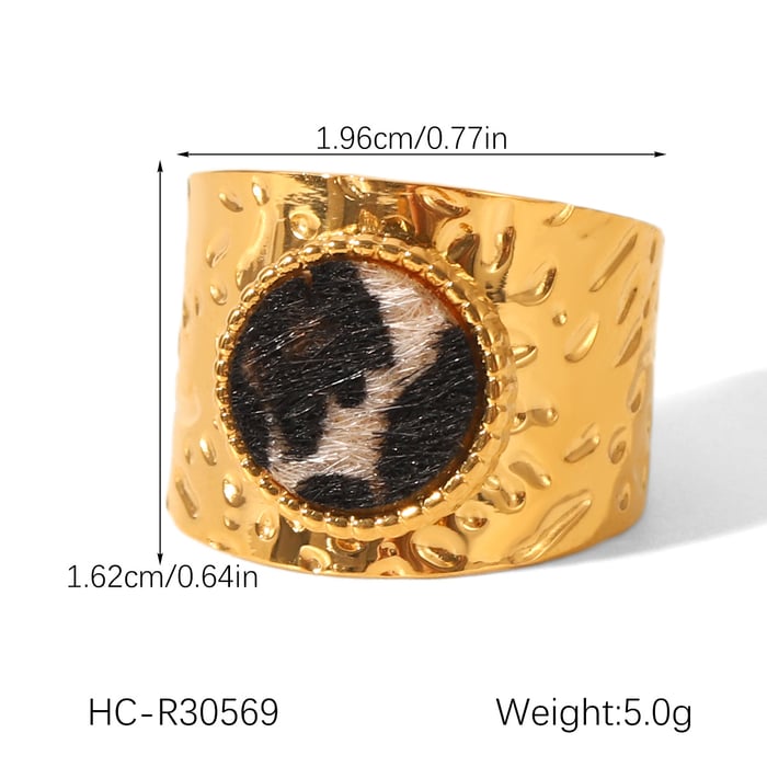 1 Piece Leopard Stainless Steel Gold Color Statement Ring h5Picture2