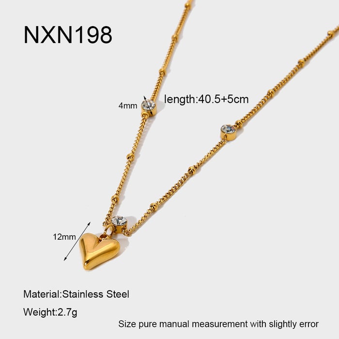 1 Piece  Sweet Heart Stainless Steel  Zircon Women's Pendant Necklaces