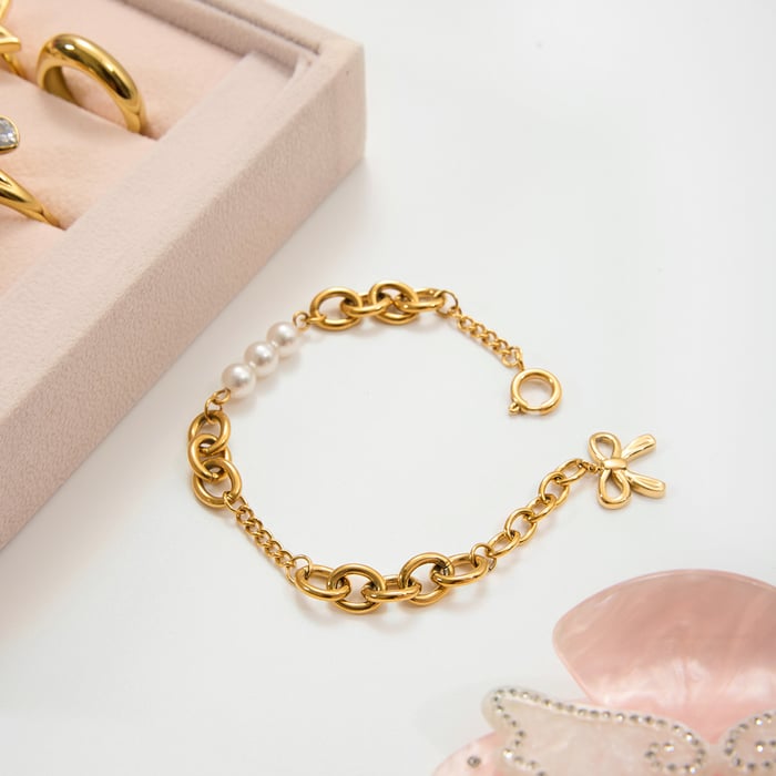 1 stuk romantische strikknoop roestvrij staal goudkleurige dames bedelarmbanden h5Afbeelding6
