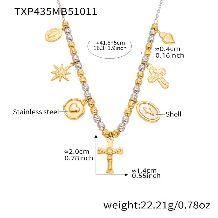 Vintage Cross Mixed Gold&Silver Colors Stainless Steel Women's Jewelry Sets