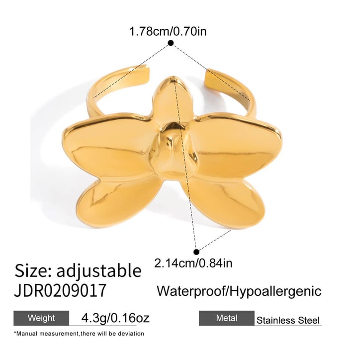 1 stuk romantische Phalaenopsis roestvrij staal goudkleurige dames statement ringen h5Afbeelding2