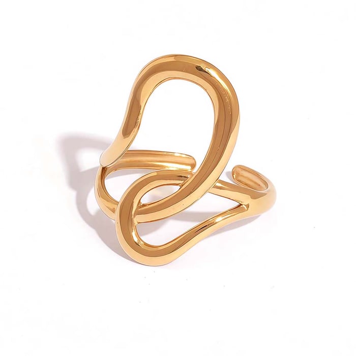 1 Piece Simple  Irregular Shape Stainless Steel   Gold Color Women's Statement Rings