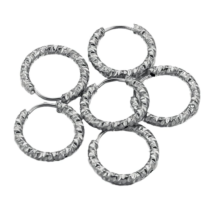 1 Pair Minimalist Hammer Pattern Stainless Steel Gold Color Women's Hoop Earrings h5Picture2