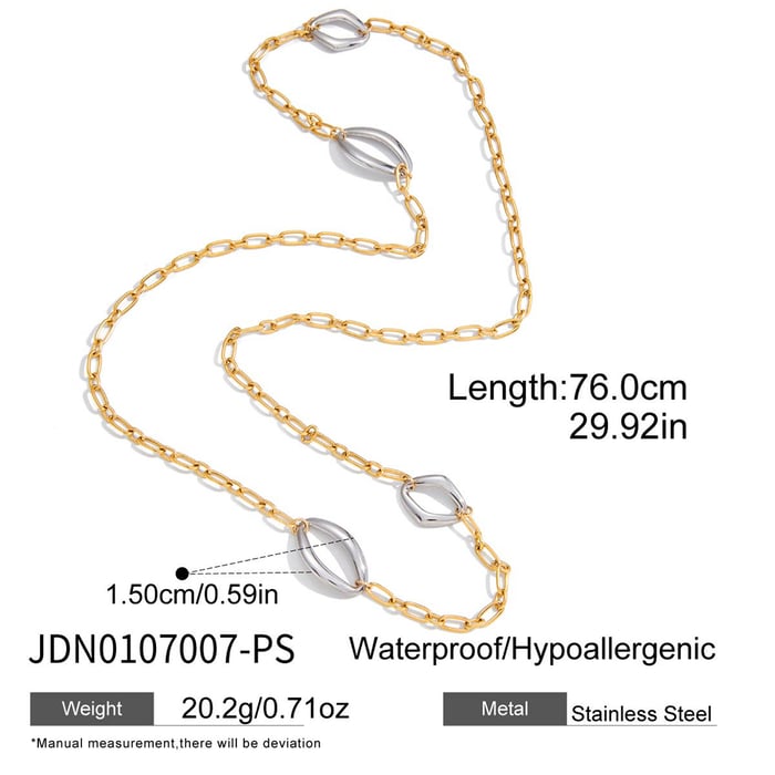 1 Piece Minimalist Mixed Gold&Silver Colors Stainless Steel Women's Chain Necklaces h5Picture2