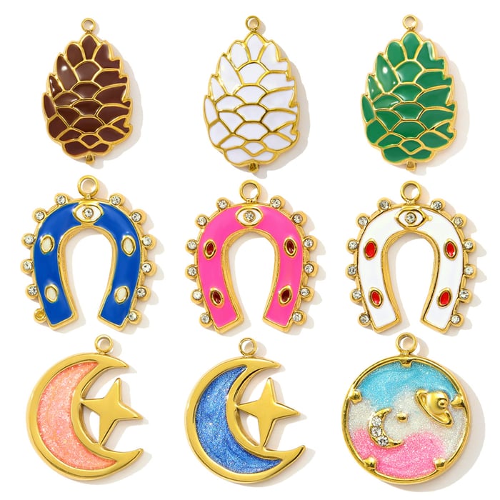 1 Piece Luxurious Horseshoe-shaped Titanium Steel Women's Pendants h5Picture5