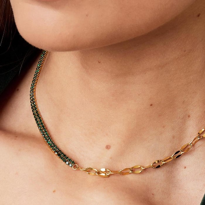 Necklace zircon and chain Picture4