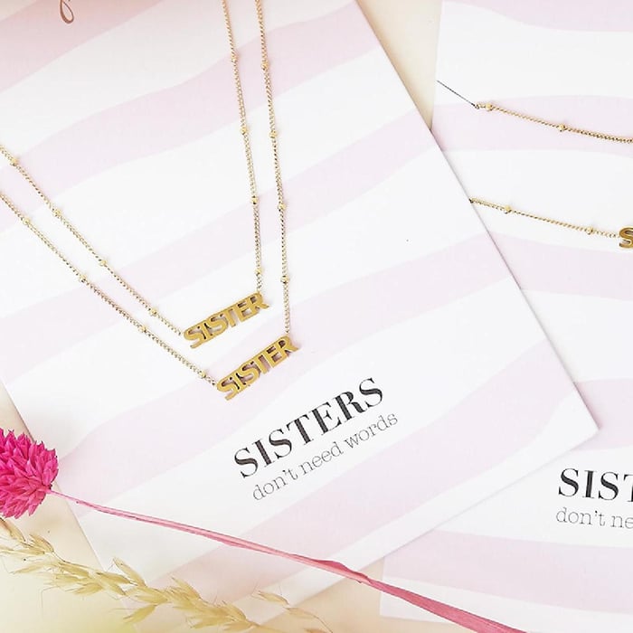 Necklace Sisters Don't Need Words Picture3