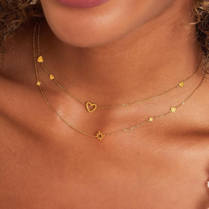 Stainless steel necklace stars Picture3