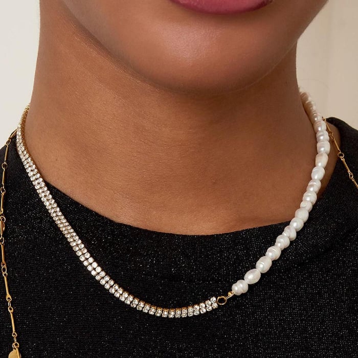 Necklace one side pearls Picture4