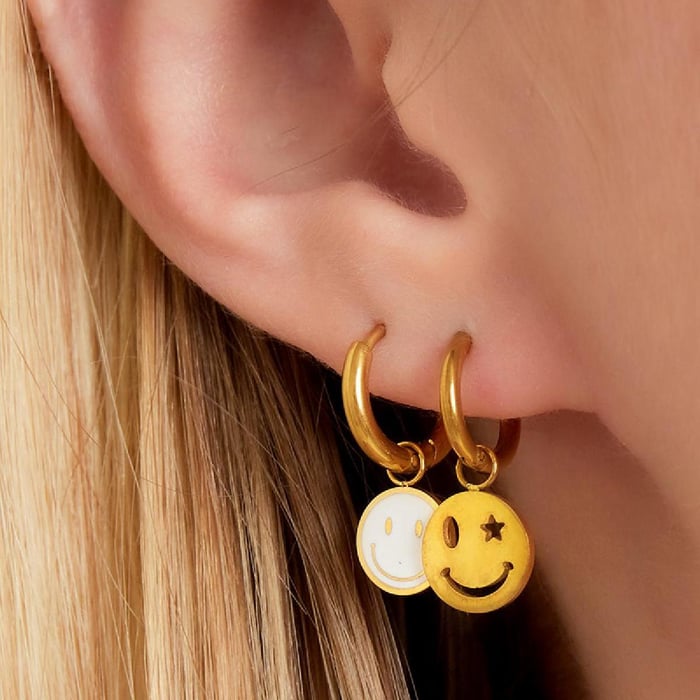 Orecchino in acciaio inossidabile smiley e stella Immagine2