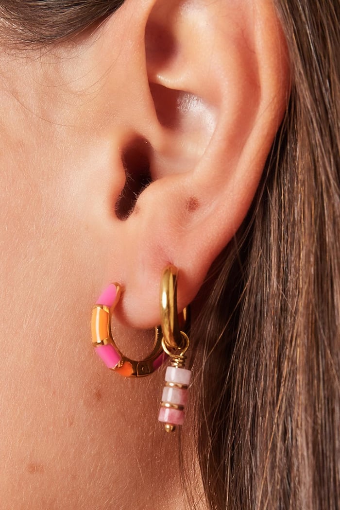 Stainless steel earrings color blocking Rose h5Picture3