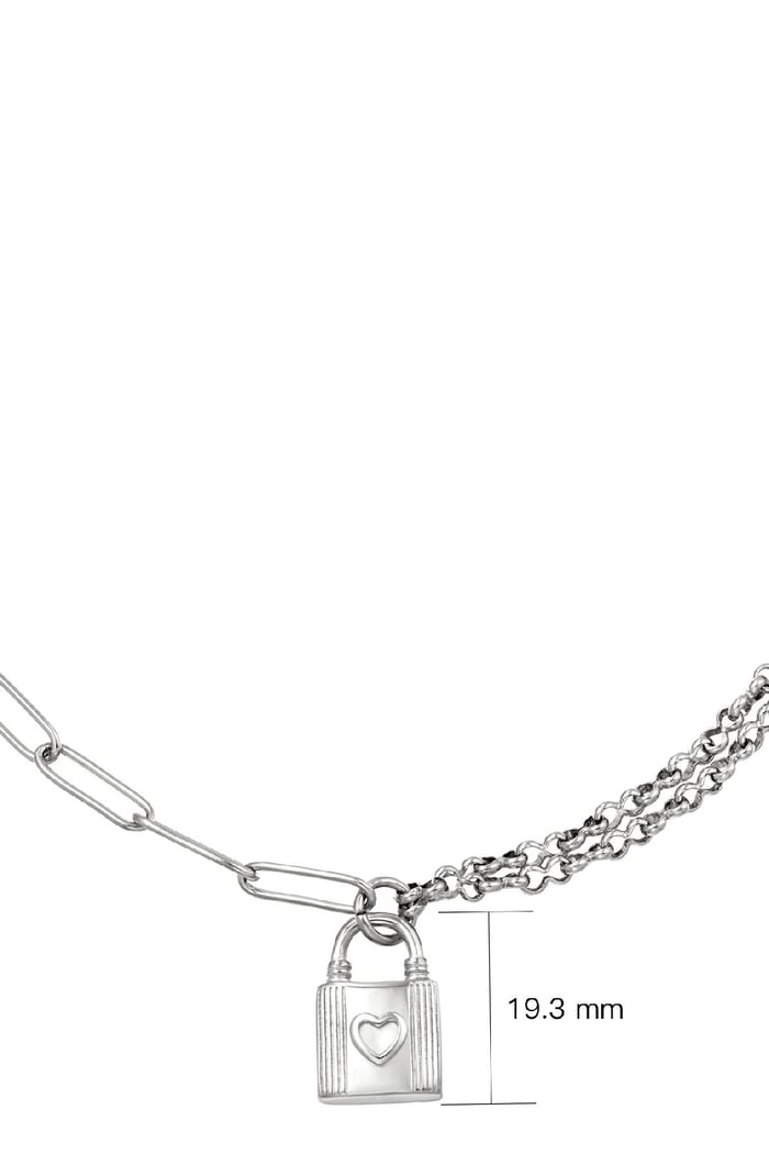 Rostfrei Stahl Halskette Schloss Silber Edelstahl h5Bild3