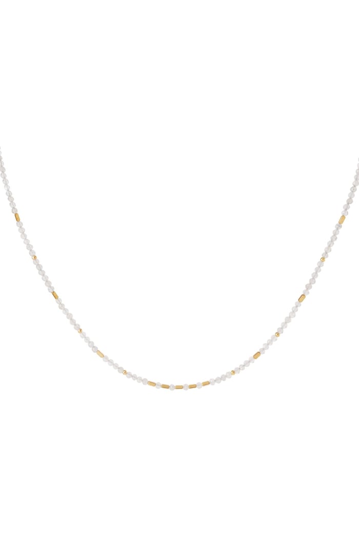 Bunte Perlenkette Grau & Goldfarbe Edelstahl