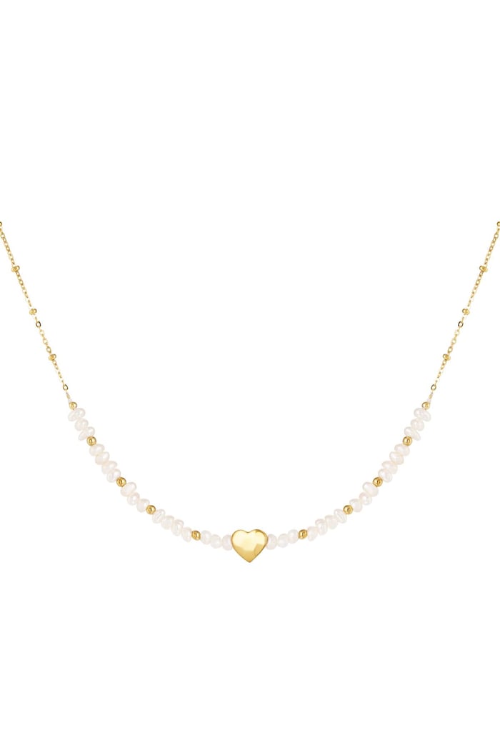 Necklace lovely pearl Gold Color Stainless Steel (Pack with plastic bag)