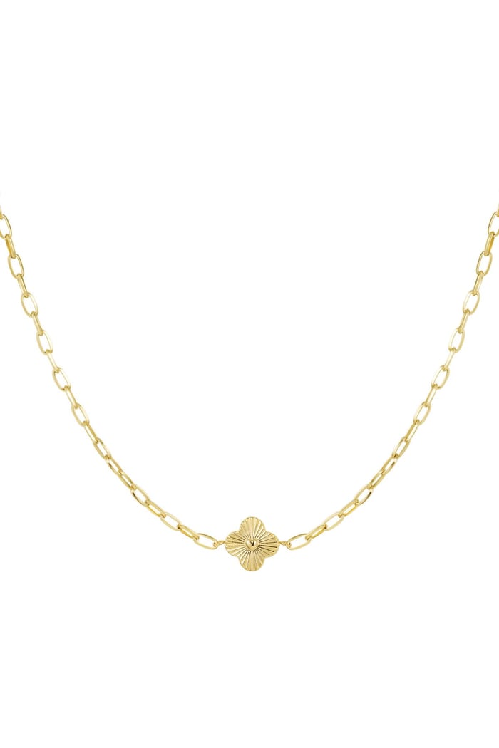 Gliederkette mit Blume Goldfarbe Edelstahl 
