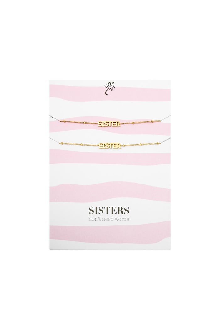 Bracelet  Sisters Don't Need Words Gold Color Stainless Steel