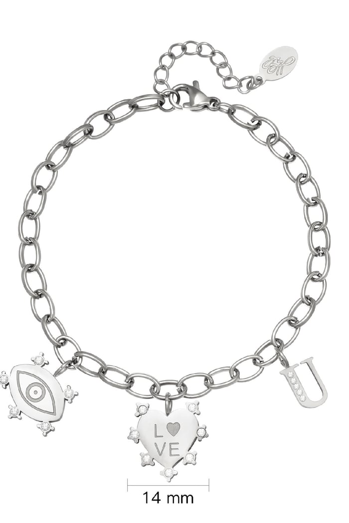 Bracelet Eye-Love-You Chunky Argenté Acier inoxydable h5Image4