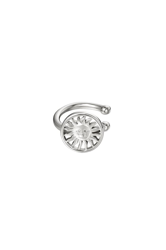 Earcuff faccia solare in cerchio Silver Color Stainless Steel 