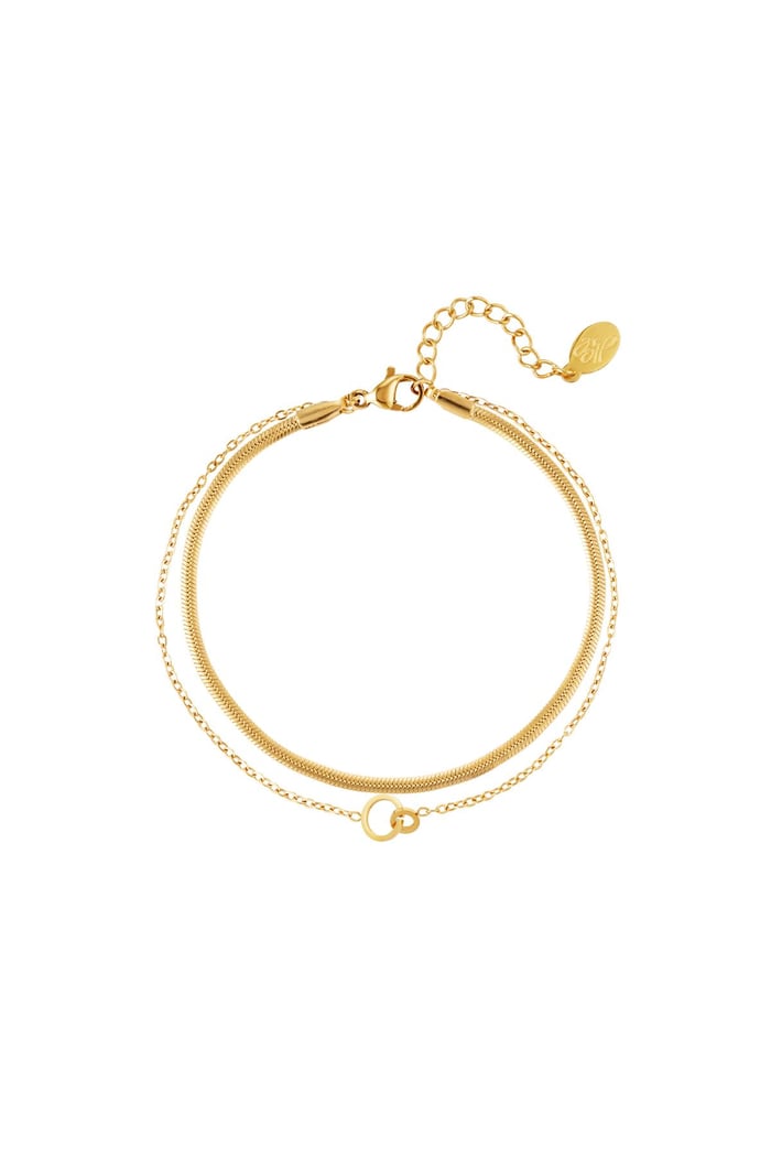 Doppeltes Armband verbundene Kreise Silber Edelstahl