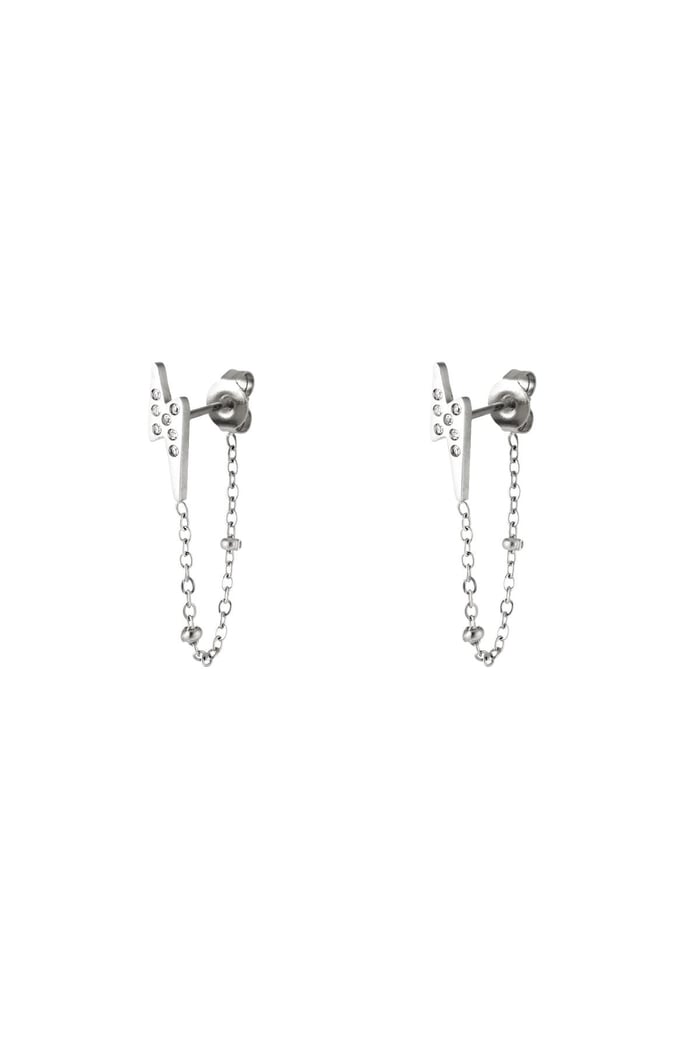 Pendientes Lightning Bolt con circonitas Color dorado Acero inoxidable