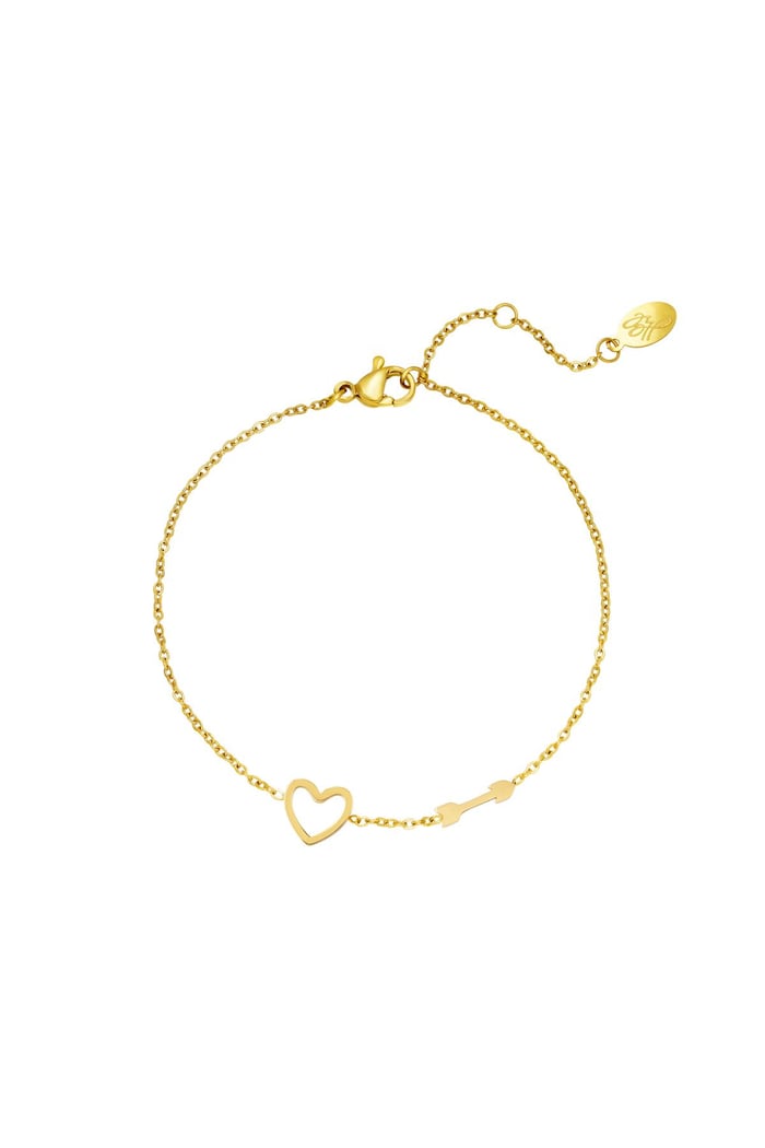 Armband mit Herz- und Pfeil-Anhänger Goldfarbe Edelstahl