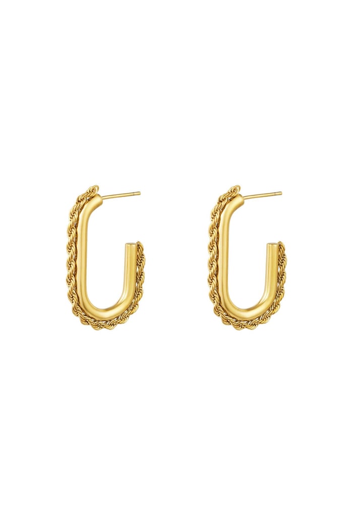 Küpeler oval halka Gold Stainless Steel