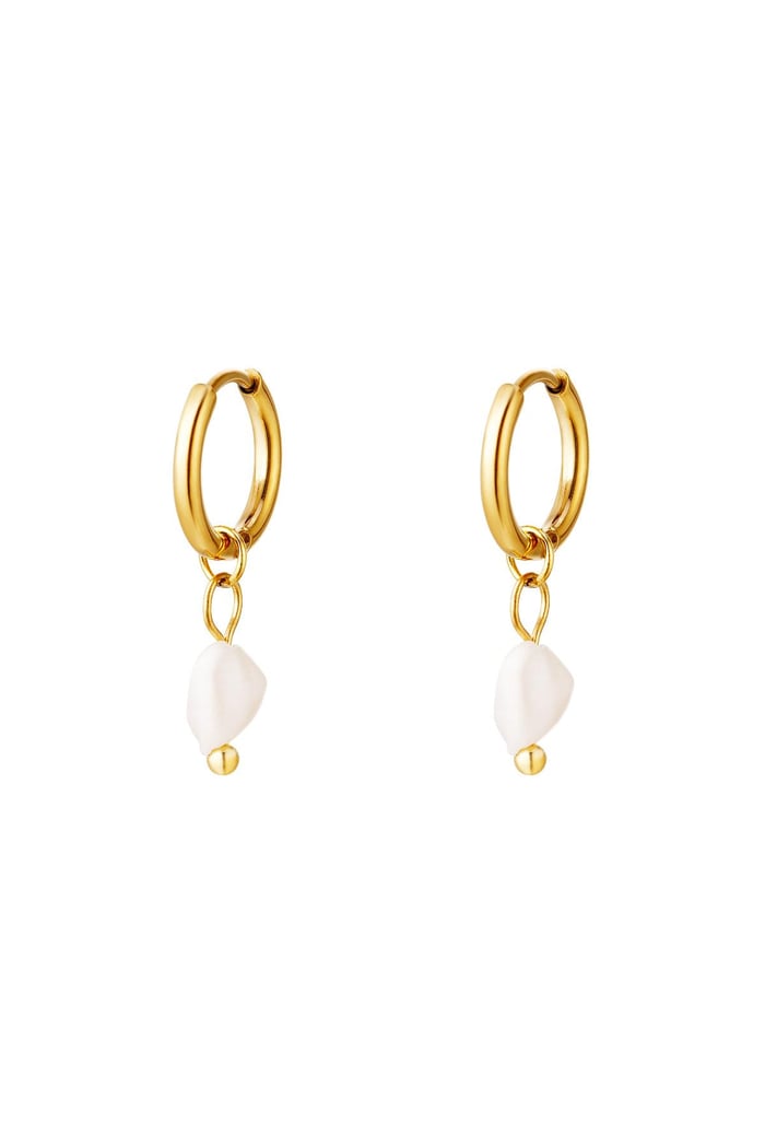 Earrings sweet water pearl Silver Color Stainless Steel