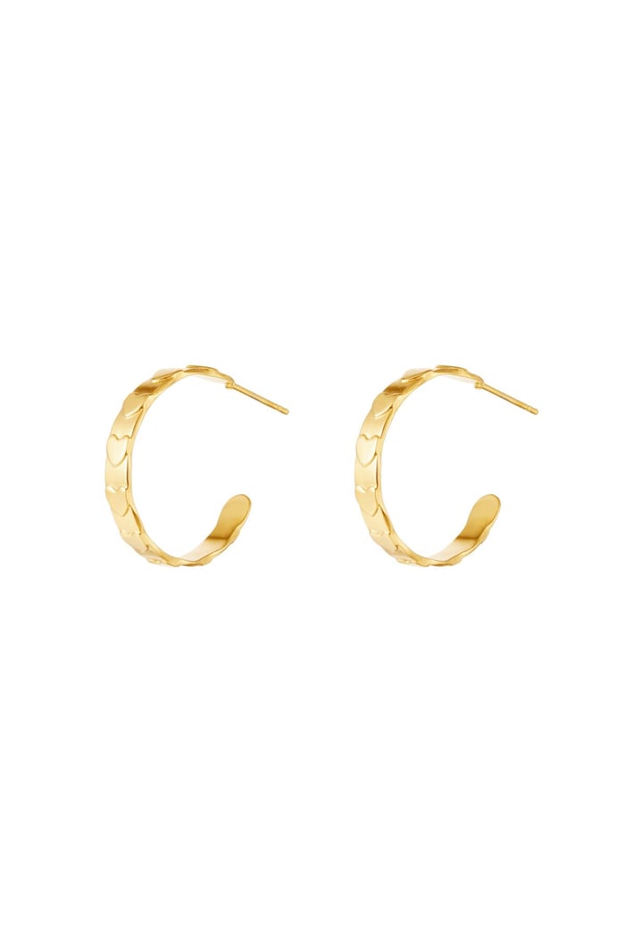 Halbrunde Ohrringe Herz Goldfarbe Edelstahl
