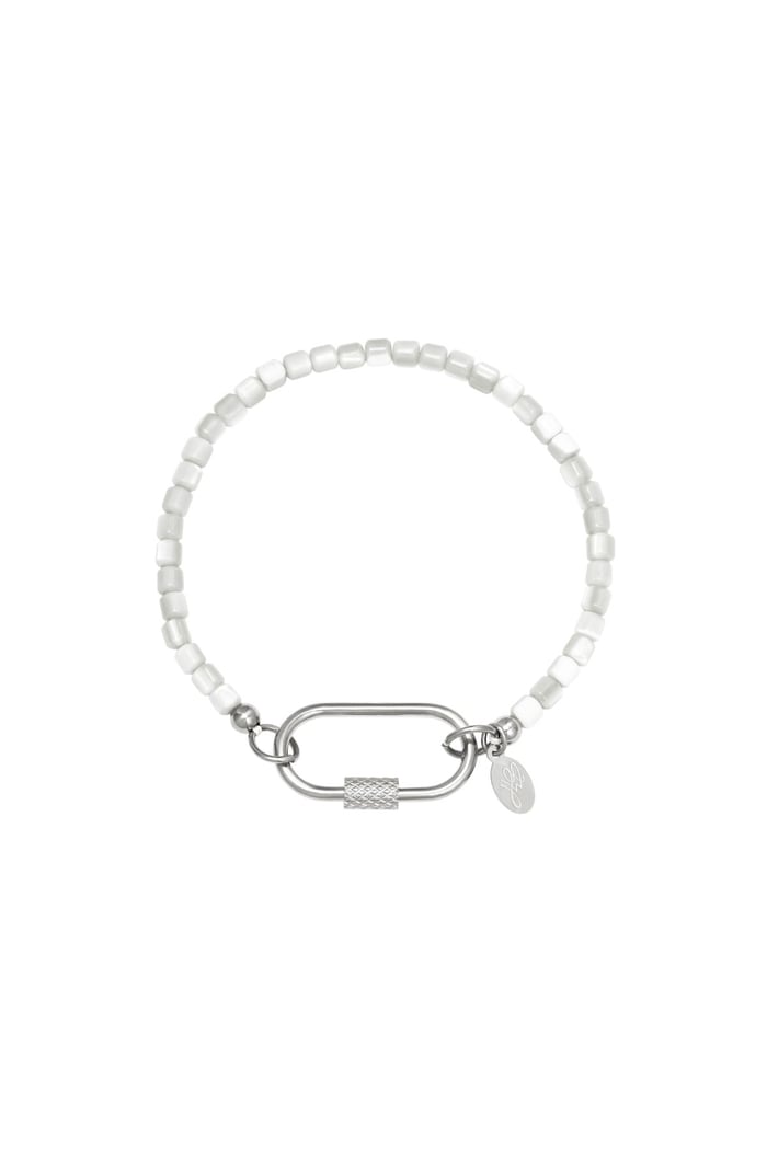 Mosquetón de pulsera con cuentas Gris Acero inoxidable