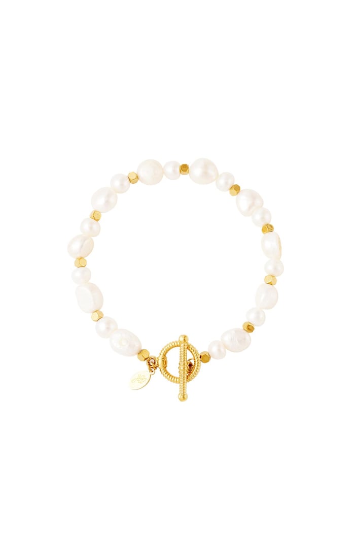 Bracciale perle in acciaio inossidabile Gold Stainless Steel