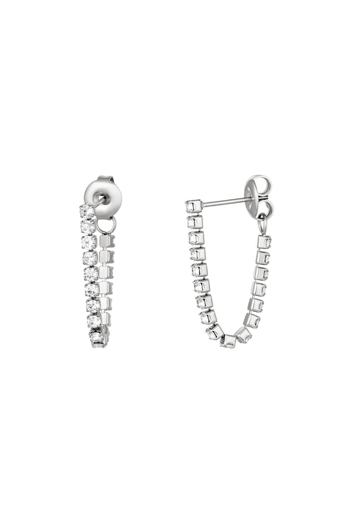 Ohrstecker mit hängender Kette Silber Edelstahl