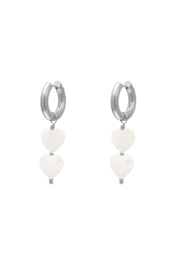 Parelhartjes oorbellen - #summergirls collection Wit Goud kleur Schelpjes