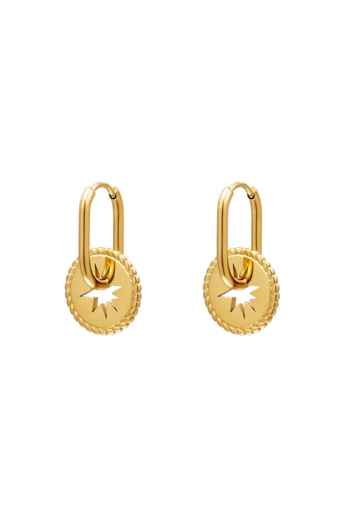 pendientes de acero inoxidable con moneda estrella
