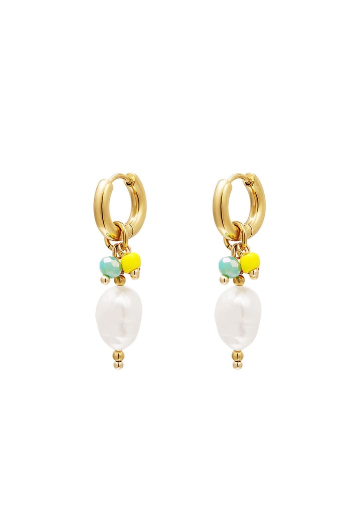 Bungelende parel - #summergirls collection Goud kleur Stainless Steel